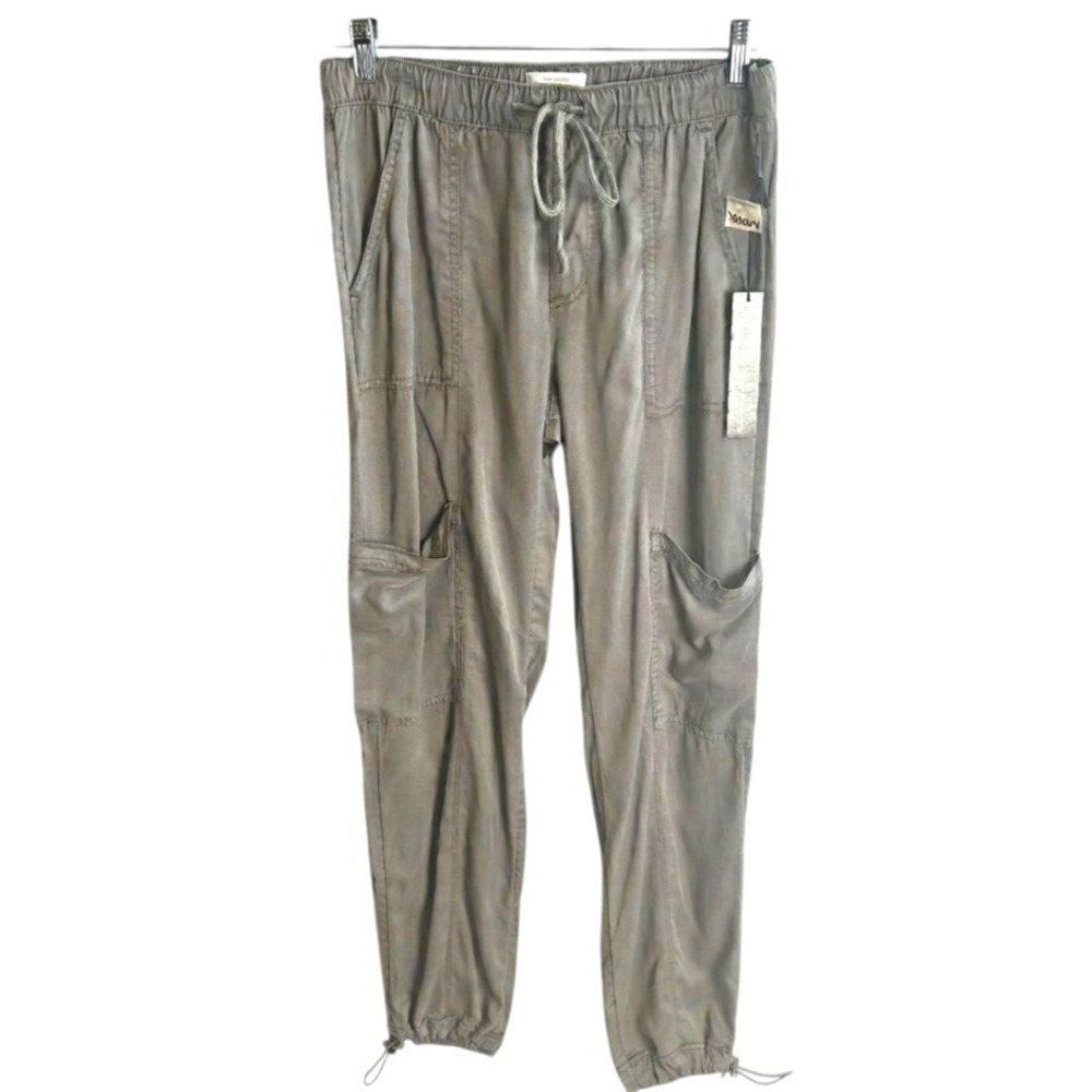Nicole Miller Tapered Cargo Joggers Sz S NWT Lyocell Gray Athleisure Minimalist - Picture 2 of 10